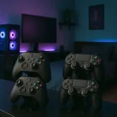 Suporte para 2 Controles PS5 e Fone de ouvido HeadSet HeadPhone Mdf Preto