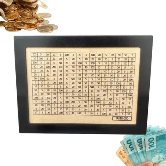 Cofrinho Desafio 10.000 Reais Mdf Controle Financeiro Método Japones Kakebo
