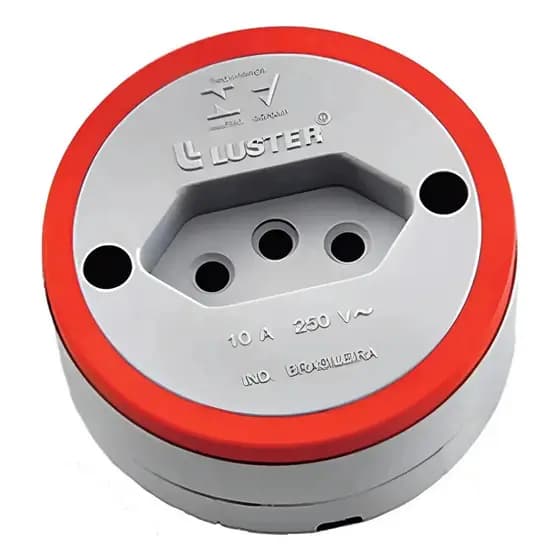 Tomada Redonda Luster Externa Sobrepor 10a 250v 3 Pinos
