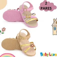 kit 2 pares Sandália bebê menina papete infantil feminina strass confortável lançamento