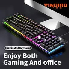 YINDIAO-Teclado Gamer Wired com Numpad, Laptop, Desktops, PC, Computador,  Perfil Baixo, Gamer