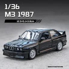 Carro Esportivo M3 1987 1:36 – Miniatura Metal Pull Back com Portas Abertas