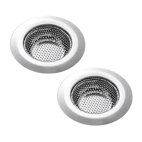 Kit 2 Ralinhos 9 Cm Peneira Ralo Cesto de Pia Com Borda Cuba Americana Aço Inox Anti Entupimento