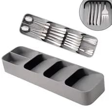 Kit 2 Porta Talher Gavetas Plástico Compacto 5 Divisórias