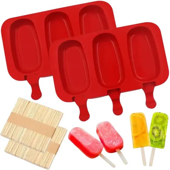 Molde de Silicone Para Sorvete Forma Para Picolé + Palitos
