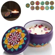 Kit Vela Decorativa Lembrancinha 12/6 un Cera Vegetal Aromas Premium Banho Relaxante Mandala Cores