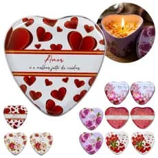 Kit 12 Velas Decorativas De Cera Coracao Para Decoracao De Mesa Ambiente