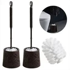 Kit Escova Sanitária Com Suporte Rendada Floral Porta Escova Para Banheiro