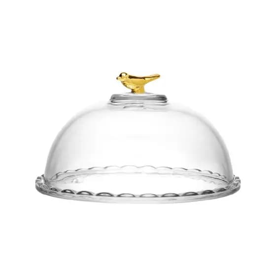 Queijeira Golden Bird Premium Luxo Porta Frios Queijo Wolff Passarinho Dourado Transparente