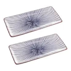 Kit 2 Peças Prato Retangular Grande Porcelana Koji Wolff Ideal Para Sushi Sashimi Petiscos