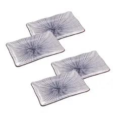 Kit 4 Peças Prato Retangular Porcelana Koji Wolff Ideal Para Sushi Sashimi E Petiscos