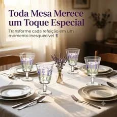 Conjunto 6 Taças Cristal Transparente Ecológico Motivo Limão Siciliano Elegante Decor