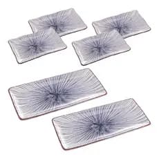 Kit 6 Pratos Retangulares Para Sushi Koji Porcelana Wolff Decoração Mesa Posta Oriental
