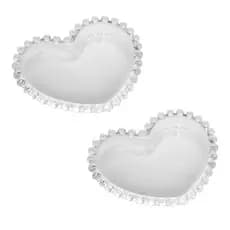 Jogo 2 Pratos Pequenos Coração Cristal De Chumbo Pearl Wolff 13cm Ideal Para Entradas E Mimos