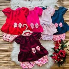 Conjunto para Bebês Meninas - Veste até 06 meses - Diversas Cores