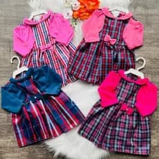 Vestido Xadrez Manga Longa para Bebes / Tamanho Único Veste de 3 a 6 meses - Diversas Cores e Estampas