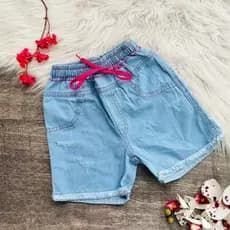 Bermuda Jeans Lisa + Livro de Colorir / Bermuda Jeans Infantil Tamanhos: 2/4/6/8
