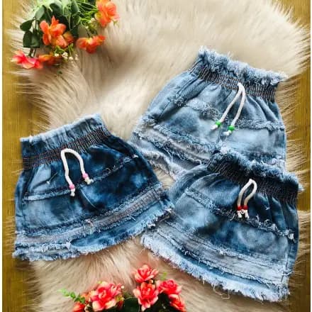 Saia Jeans Infantil Destroyed - Diversos Tamanhos