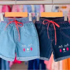 Bermuda Jeans Infantil Gatinha / Shorts Jeans Gatinha Tamanhos 2/4/6/8
