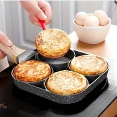 Frigideira Multifuncional Antiaderente 4 em 1 Ovos Hambúrguer Omelete Com Alça De Madeira