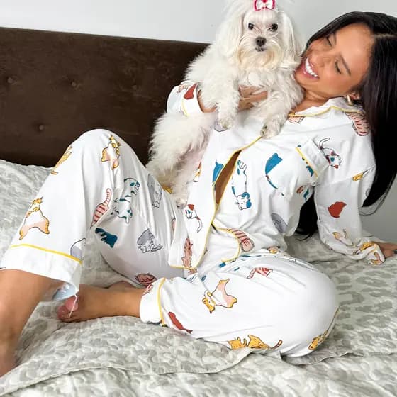 Pijama Feminino Luvis Importado Estampado de Bichinhos | Cores Variadas