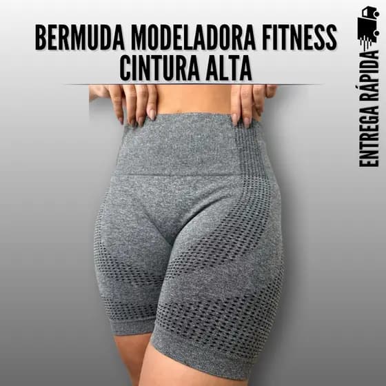Bermuda Modeladora Feminina Cintura Alta Levanta Bumbum Compressão Abdominal Fitness Academia