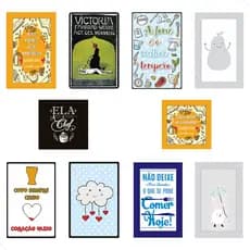 Kit 10 Placas Quadros Decorativos MDF - Plaquinhas decorativas Diversos Temas e Tamanhos -  Quarto Sala Cozinha Banheiro