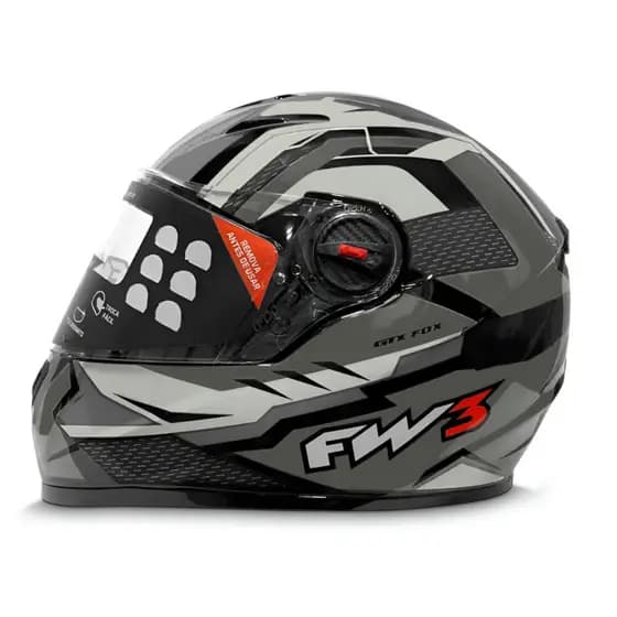 Capacete FW3 GTX Fox Grafite Integral Com Viseira UV + Narigueira Alta Moto Masculino Feminino