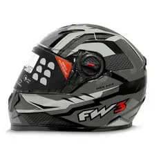 Capacete FW3 GTX Fox Grafite Integral Com Viseira UV + Narigueira Alta Moto Masculino Feminino