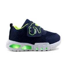 Tenis Infantil Menino Com Luzes LED Tênis Infantil Calce Fácil Masculino Dinossauro AS328