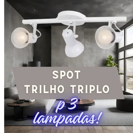 Luminaria Spot Trilho Triplo Branco Lustre teto direcionavel