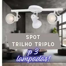 Luminaria Spot Trilho Triplo Branco Lustre teto direcionavel