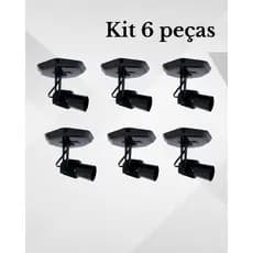 Spot Luminaria Kit 6 unidades Simples Branco ou Preto Aletado Articulado Sobrepor Teto Iluminação