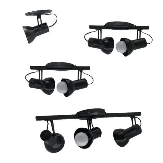 Kit 4 peças Luminária Trilho Triplo Preto Double p/ Teto iluminação minimalista