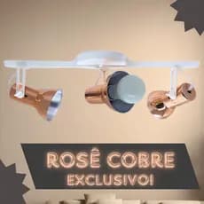 Luminaria Spot Trilho Triplo Branco e Rosê Cobre Exclusivo! Eletrificado e27