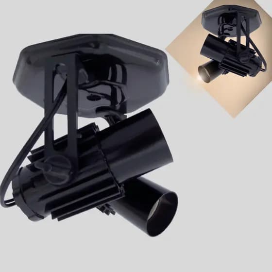 Spot Luminaria Preto Duplo Aletado Articulado Sobrepor Teto Iluminação Decoração
