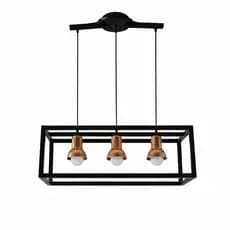 Luminaria Pendente Triplo Preto/Rosê Infinity Industrial Leve Polipropileno