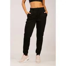 Calça Moletinho Jogger Feminina Cintura Média Casual Skinny Com Bolso Para Treino