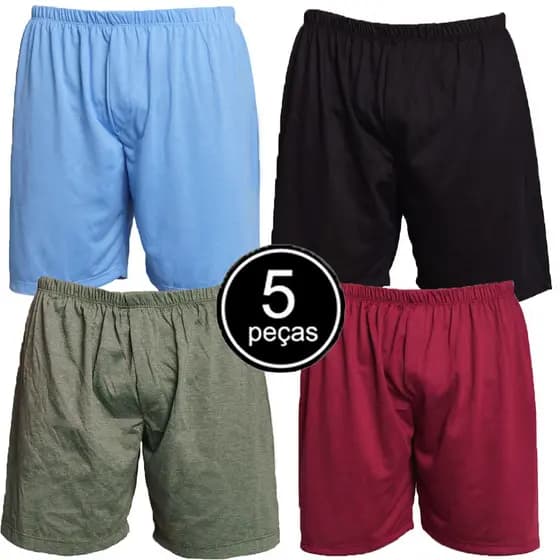 Kit 5  Samba Canção Lisa Malha  Short Cueca Para Dormir  Pijama Revenda