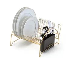 Escorredor de Louças Aço com Porta Copos Dourado Fosco Arthi