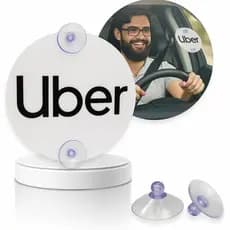 Placa Identificação Motorista Aplicativo Acrílico Escrita Alto Relevo Ventosa Luxo Uber