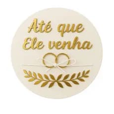Porta Aliança Casamento Acrílico Branco e Dourado espelhado Pajem Daminha Cerimônia Igreja