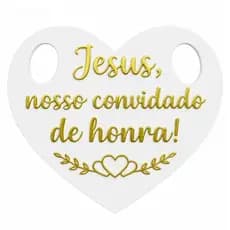 Placa Pajem Casamento Daminha Festa Acrílico Branco e Dourado Espelhado Luxo Coração