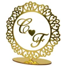 Topo de Bolo Personalizado Casamento Festas formatura Acrílico transparente e Dourado Luxo