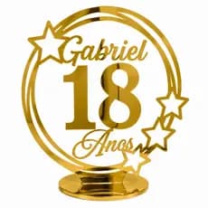 Topo De Bolo Aniversário Personalizado Nome E Idade Acrílico 15cm Festas Aniversário Eventos Formatura FGK