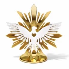 Topo de bolo em Acrílico Dourado Espelhado Divino Espírito Santo Luxo Batizado Eucaristia Casamento FGK