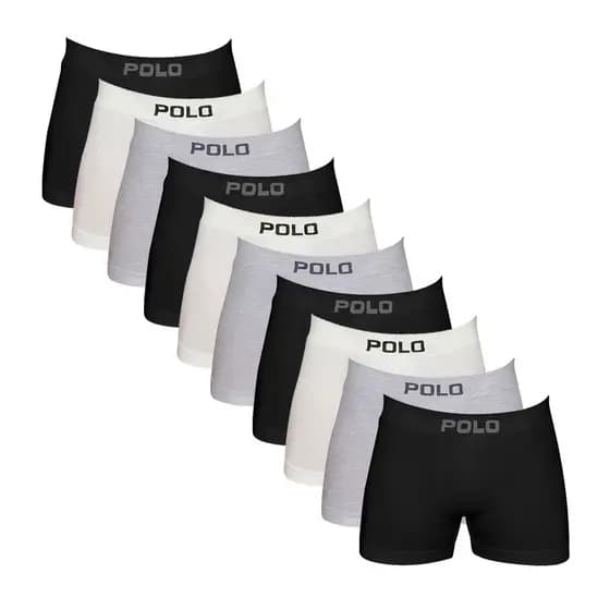 Kit 10 Cuecas de Algodão Polo 781 Boxer Sem Costura Sortida