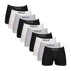 Kit 10 Cuecas de Algodão Polo 781 Boxer Sem Costura Sortida