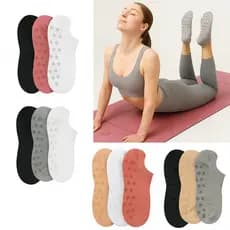 Kit 3 Pares Meias Antiderrapante Feminina Yoga Pilates Hidroginástica Academia Cross Bolinha Sortida