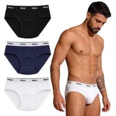 Kit 3 Cuecas Slip Polo Star Cotton 100% Algodão Penteado Masculina Adulto Tradicional